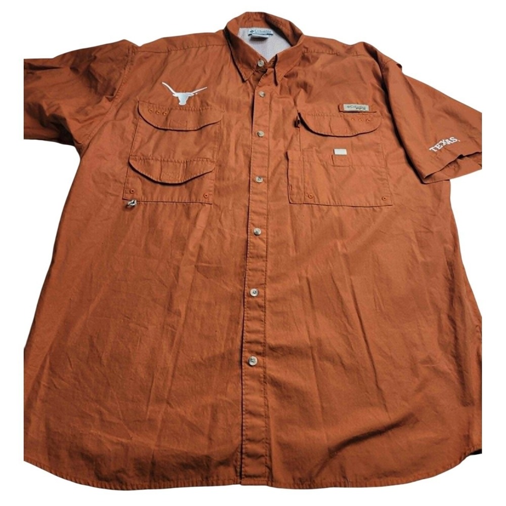 Columbia UT University of Texas Longhorns Short Sleeve Orange Shirt Men's XXL
